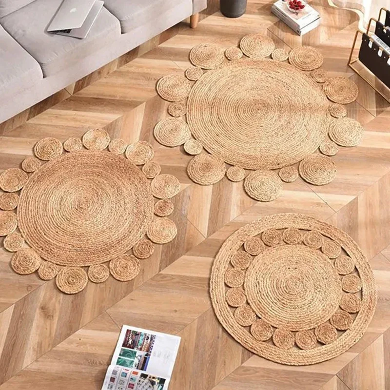 Woven Rug Bedroom Round Carpets Grass Rugs Living Room Coffee Table Floor Mats ковер из джута Alfombra Yute Redonda Tapis Jute