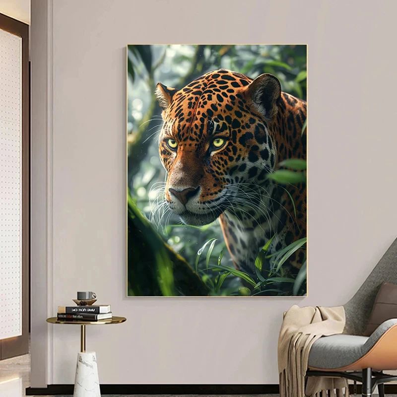 Fantasy Style  Jungle Animal Tiger Leopard Parrot Art Poster Canvas Painting Wall Prints Picture for Living Room Home Decor