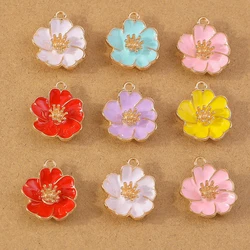 10pcs Cute Enamel Flower Charms Pendants for Jewelry Making Necklace Earrings Bracelet DIY Accessories Supplies
