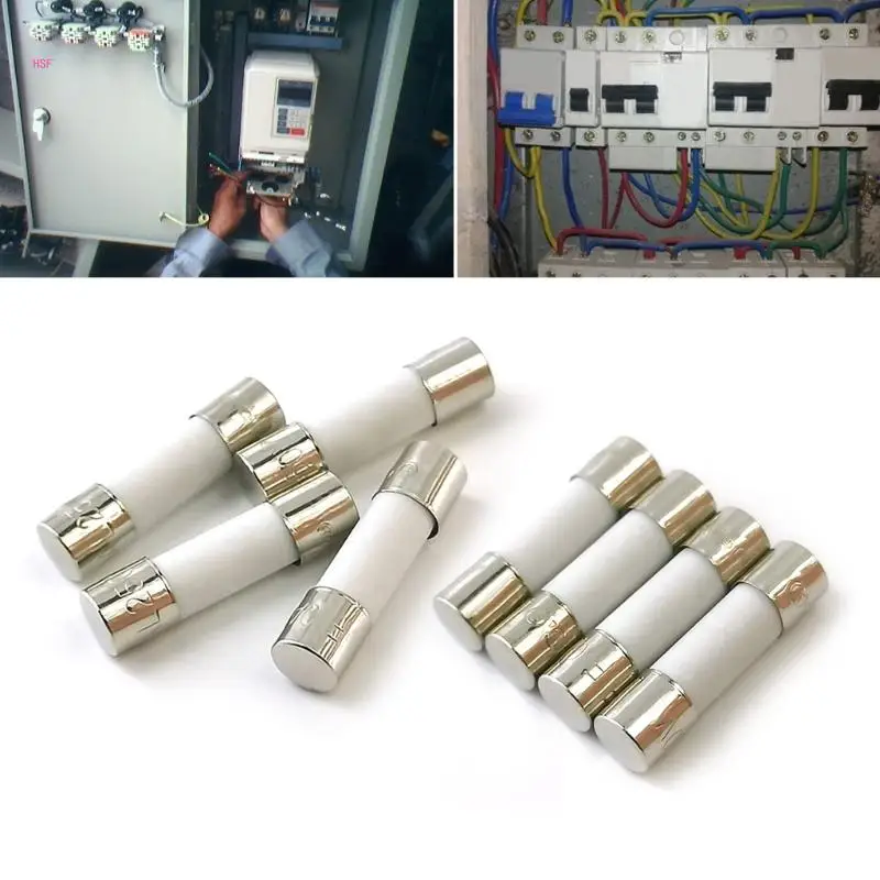 ชุดหลอดแก้วเซรามิก 100 หลอดพร้อมที่เก็บฟิวส์แก้ว 250V ฟิวส์ละเอียด