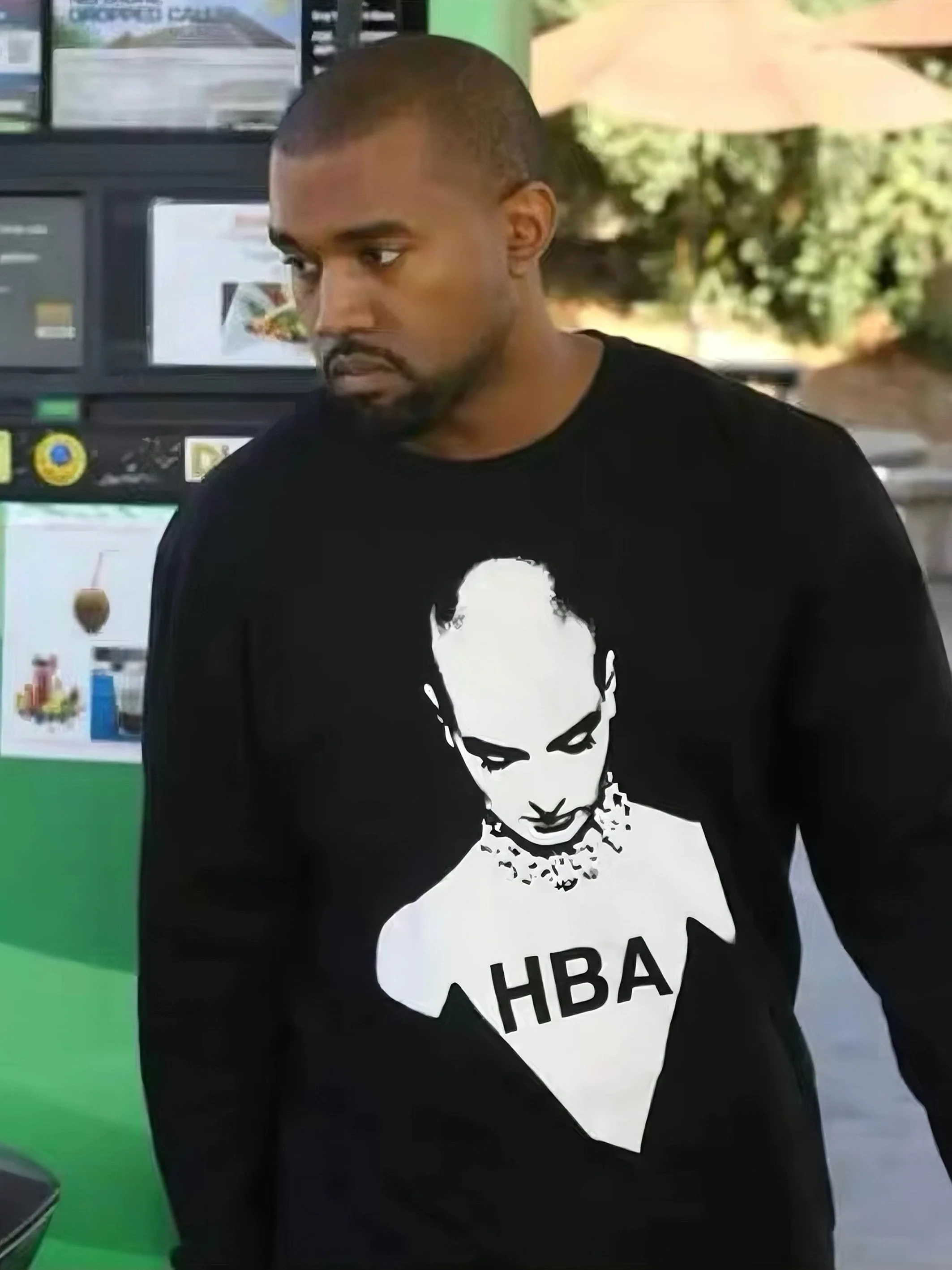 Kanye Long Sleeve Portrait Print T-Shirt Cotton Breathable Sweat Absorbent Comfortable Unisex Spring Autumn Wear