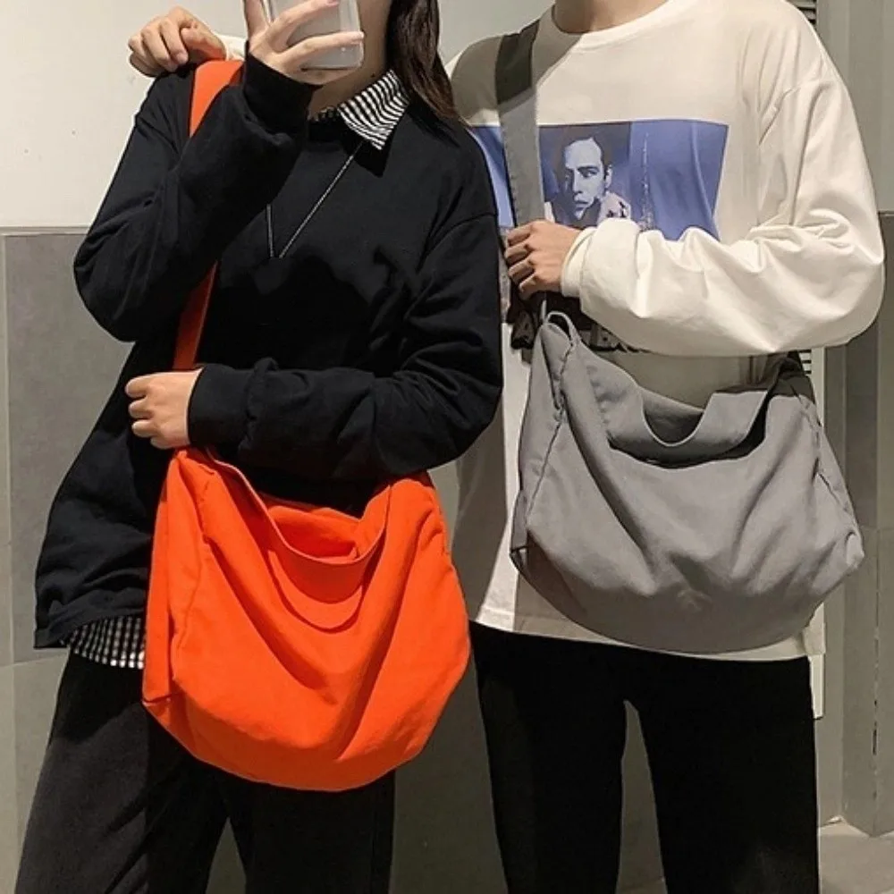 

Simple Large Capacity Canvas Crossbody Bag Japanese Style Canvas Student Shoulder Bag Versatile Phone Pouch Messenger Bag Unisex