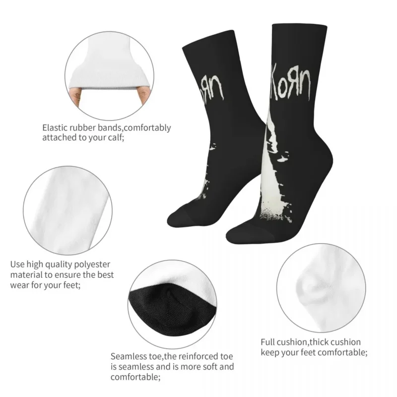 Unisex poliéster meias longas, música colorida banda, Korn Soccer Socks, antiderrapante