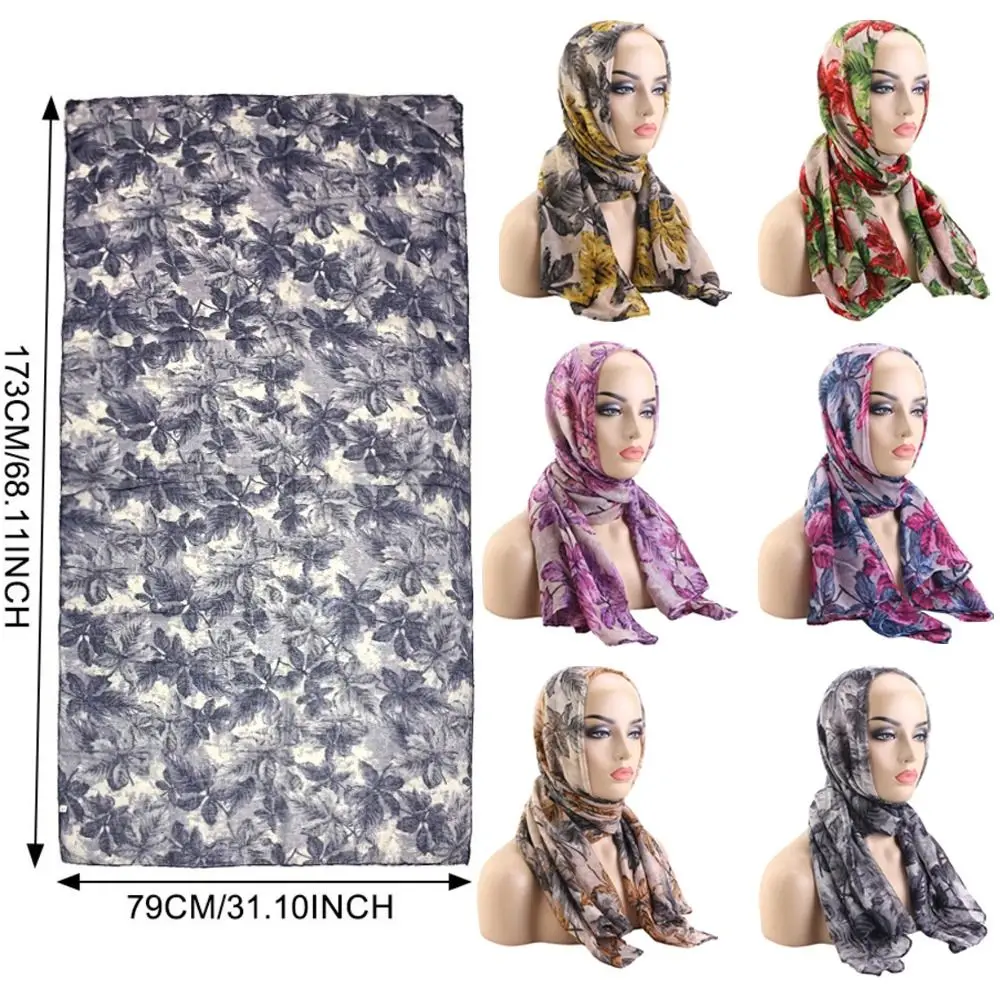 

Bali Style Voile Paisley Headscarf Leaf Print Breathable Turban Hat Soft Elastic Chemo Cap Daily Wear