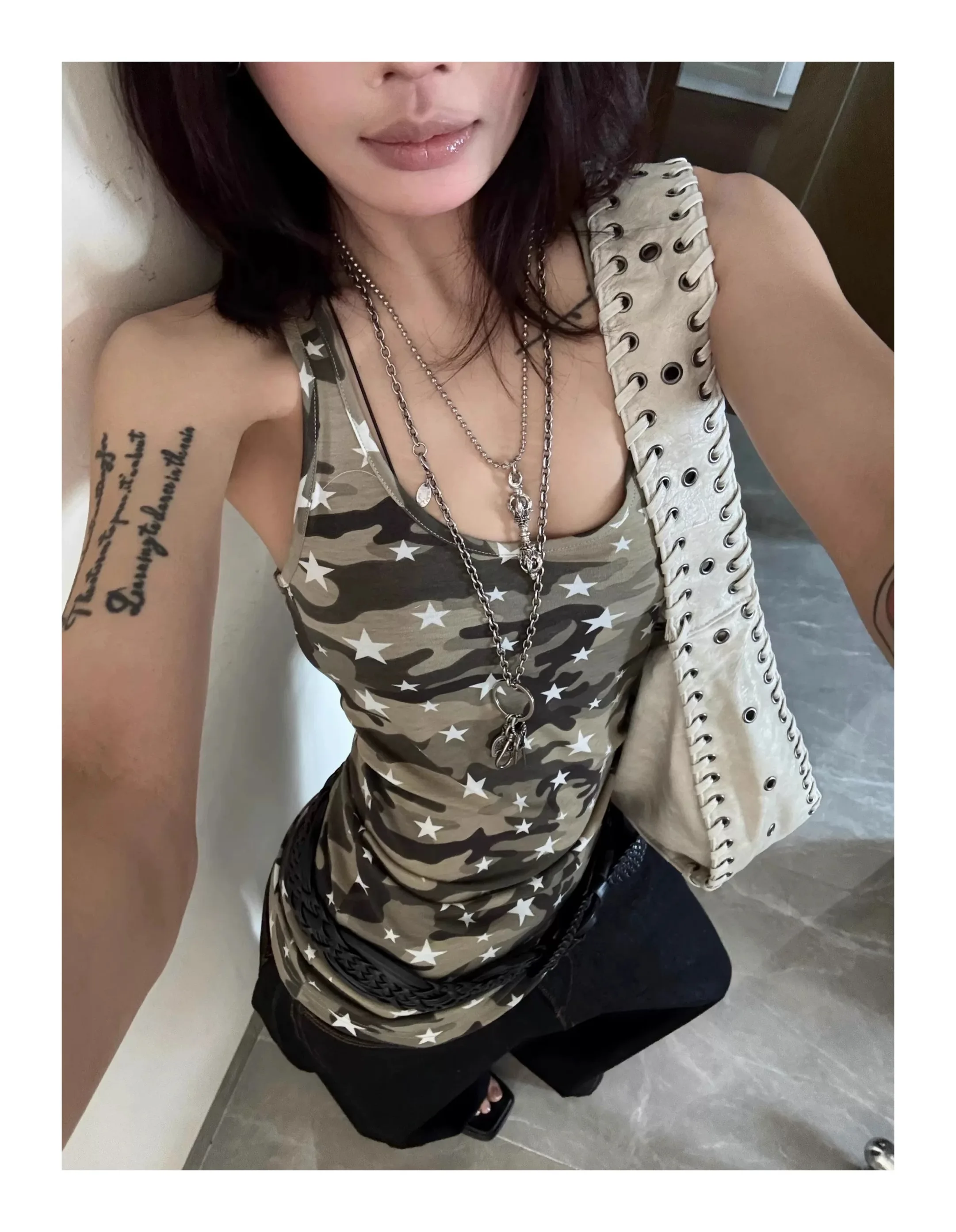 

Women's Vintage Tops, Camouflage Tank Tops, Star Print Sleeveless TEE, 2025