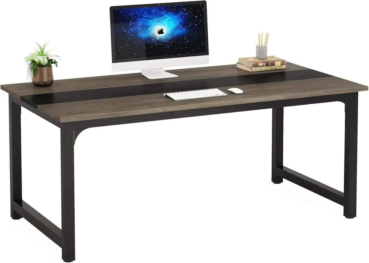 

Modern Computer Desk, 63 x 31.5 inch Large Office Desk Computer Table Study Writing Desk Workstation for Home Office, Grey/Black