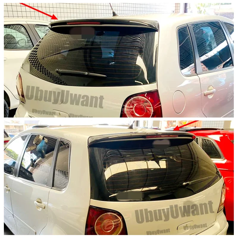 

Спойлер на крышу для Volkswagen Polo 2005 2006 2007 2008 2009, АБС-пластик, цвет грунтовки, задний багажник, крыло, автомобильные аксессуары