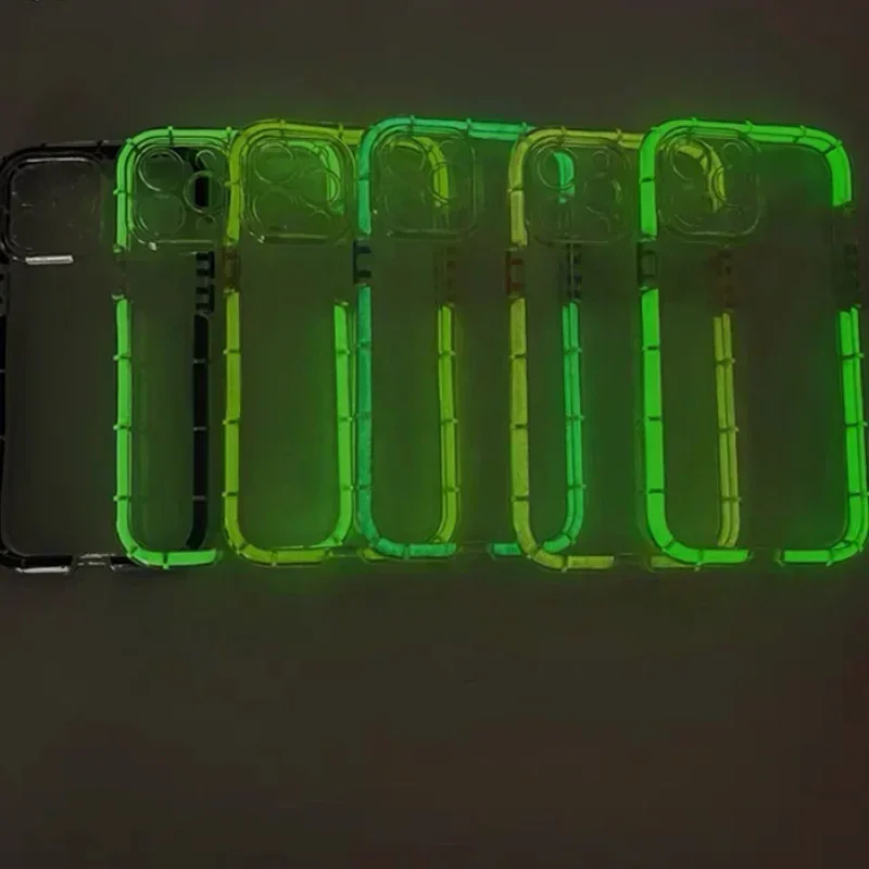 Luxury Luminous Color Frame Case For iPhone 14 13 Pro Max Transparent Shell For 11 12 Pro Max Shockproof Silicone Cover
