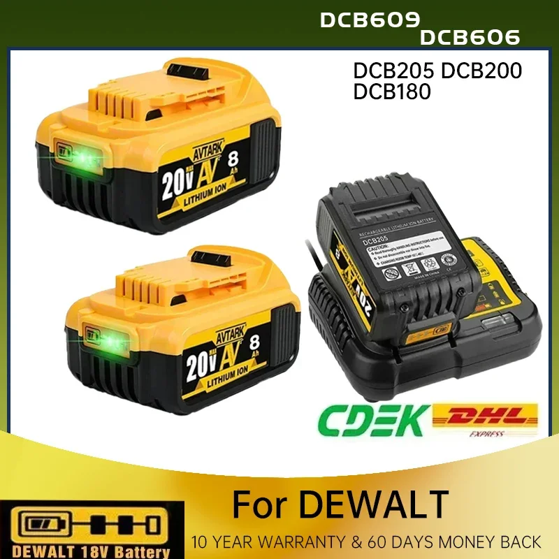 

DCB200 20V 8000mAh Lithium Replacement Battery For Dewalt 18V DCB200 DCB182 DCB184 DCB180 DCB182 DCB181 DCB201 Battery