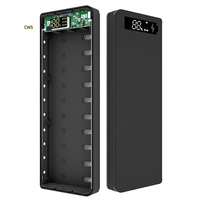 3X إصدار الشحن السريع 10X18650 علبة بنك الطاقة المزدوج USB شحن الهاتف QC 3.0 PD 18650 حامل البطارية صندوق شحن