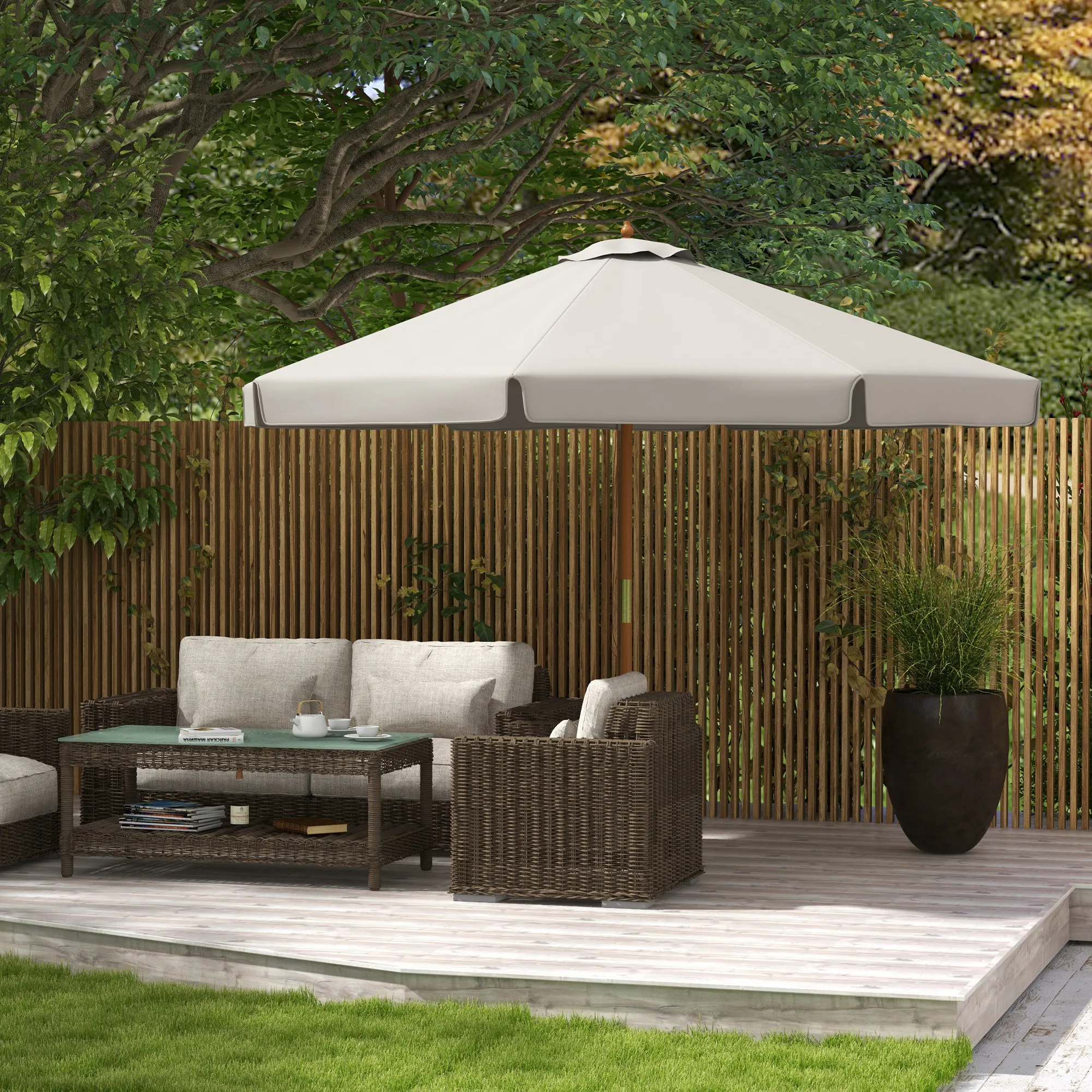 Out sunny Gartens chirm ø 325cm mit Riemens ch eiben system grau belüftete Decke