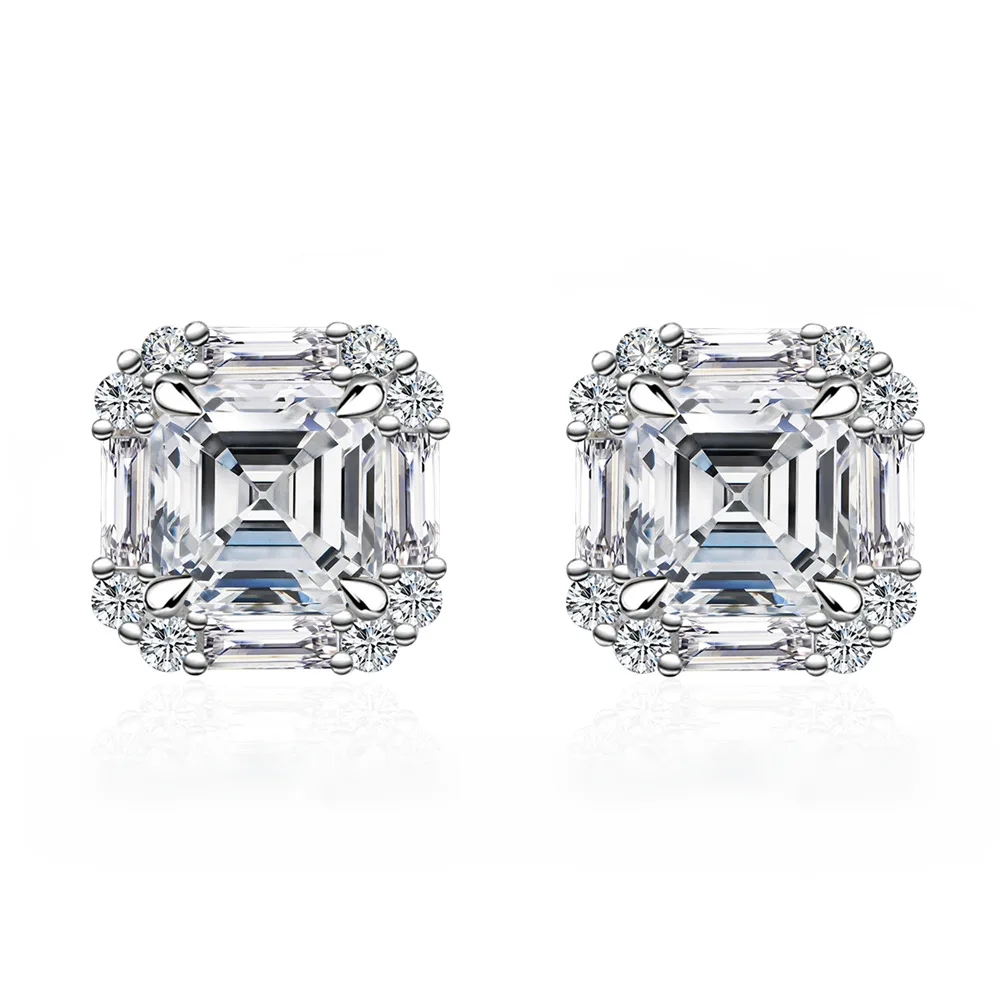 

LYCFN D Color Asscher огранки 6*6 мм настоящий муассанит с бриллиантами GAR драгоценные камни серьги-гвоздики для женщин ювелирные изделия из стерлингового серебра 925 пробы