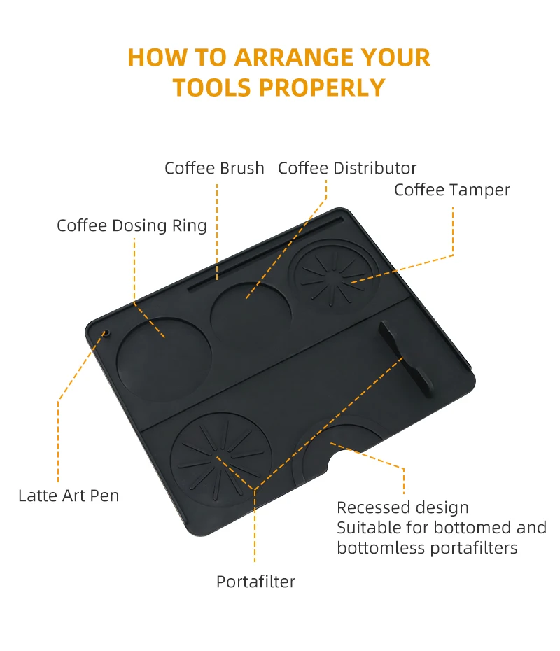 Kaffee Tamper Matte Verteiler Station Siebträger Silikon Pad Espresso Maker Bar Zubehör Coffeeware Ecke Barista Werkzeuge – Detail 4