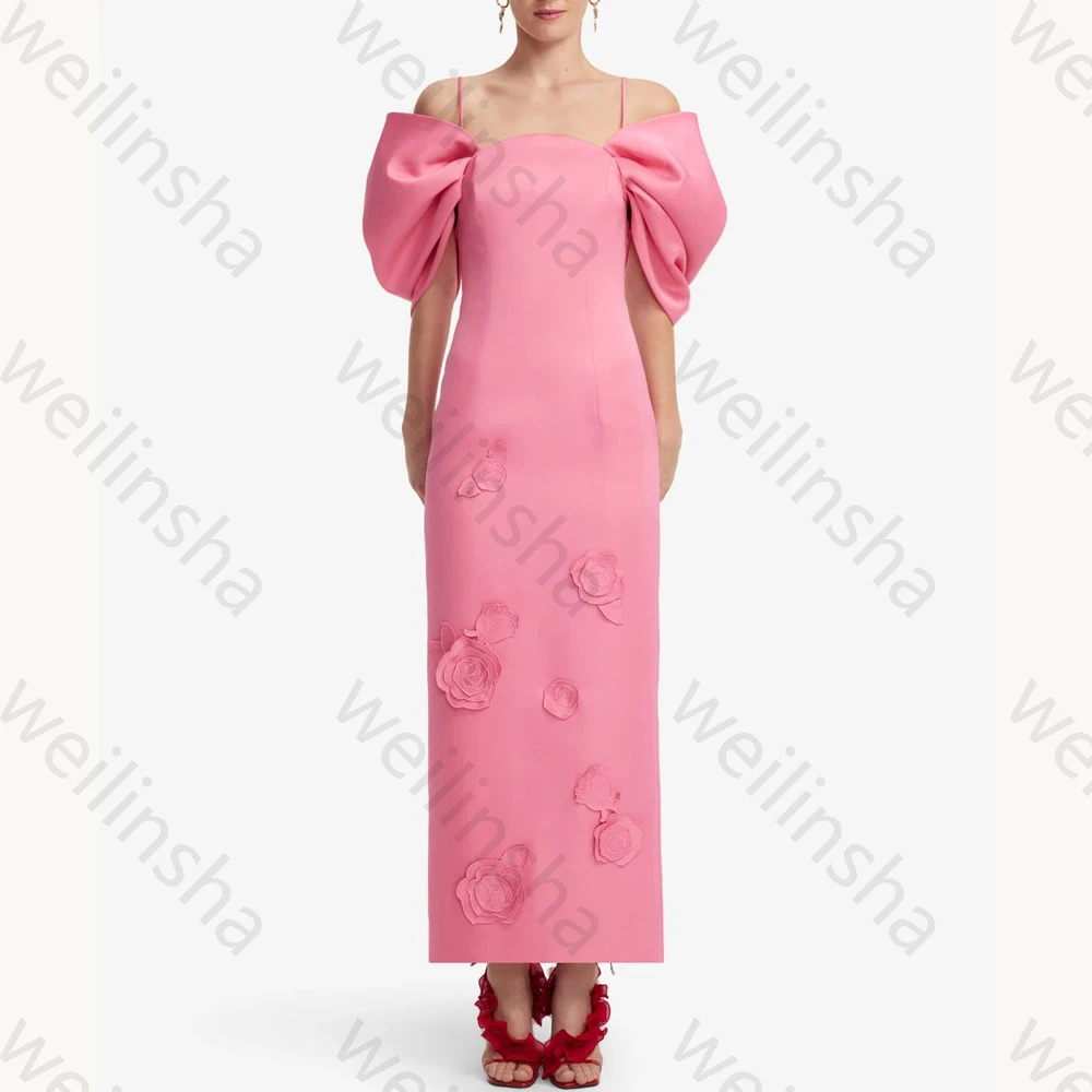 

Elegant Spaghetti Strap Puff Sleeves Evening Dresses Sexy Celebrity Long Dress Exquisite High Quality Prom Party Gown Customized