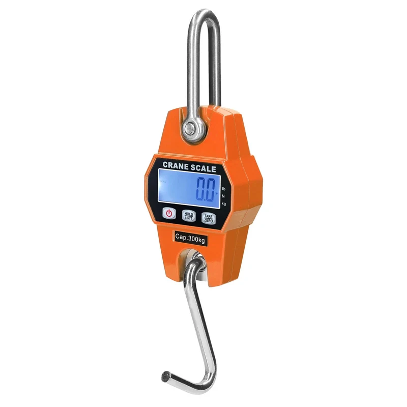 300kg Electronic Crane Scale LCD Digital Weighing Tool Industrial Heavy Duty Weight Stainless Steel Hook Scale Hanging Scale