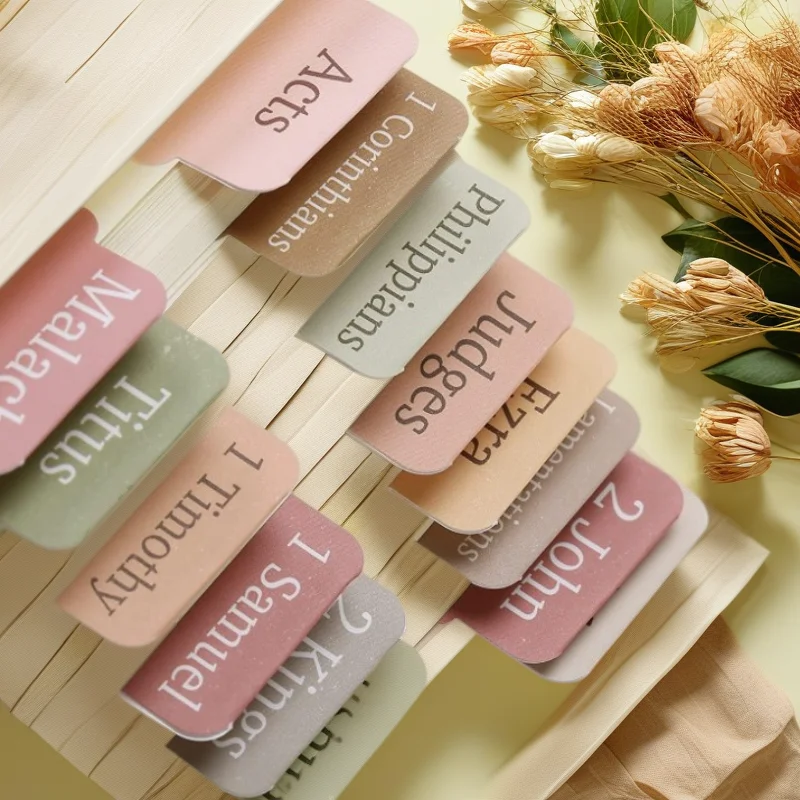 Zakładki do Biblii, Indeksy do Biblii, Kolory Morandi, Naklejki do Indeksów Biblii