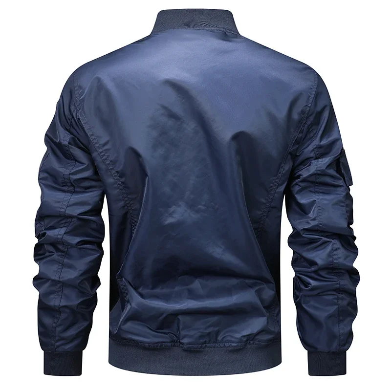 Chaqueta de trabajo para hombre, abrigo de color sólido con múltiples bolsillos, ropa de béisbol, aventura al aire libre, cuello levantado, primavera y otoño, nuevo