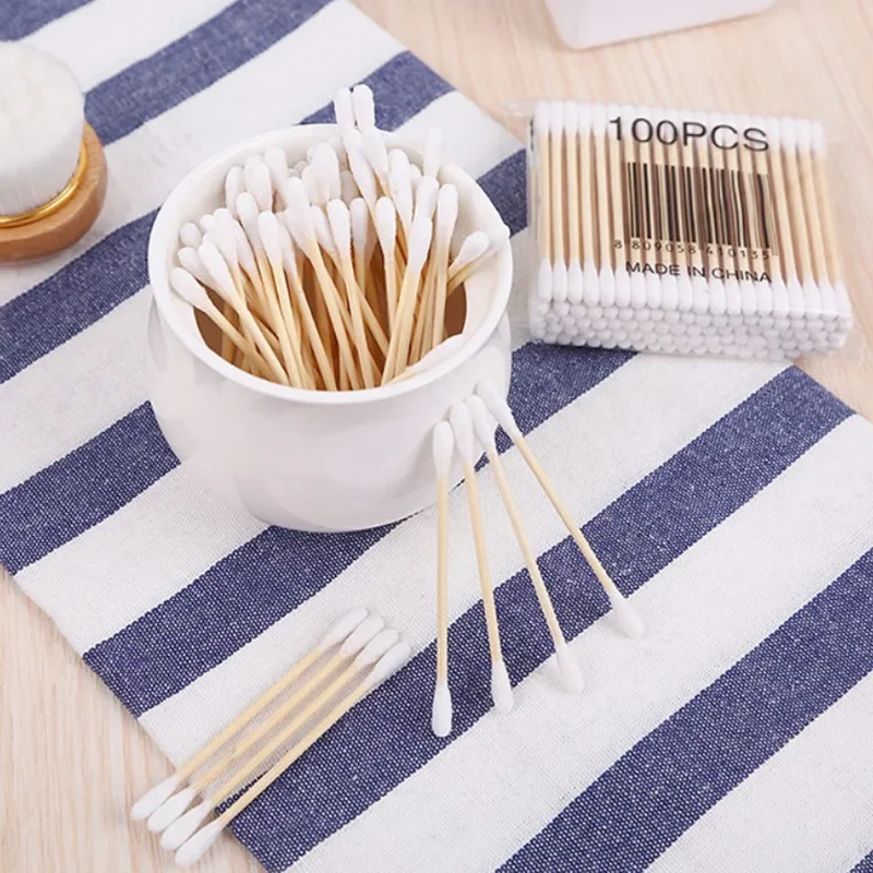 300/500/1000pcs Double Head Cotton Swab Women Makeup Cotton Buds Tip for Wood Sticks Nose Ears Cleaning Health Care Tools