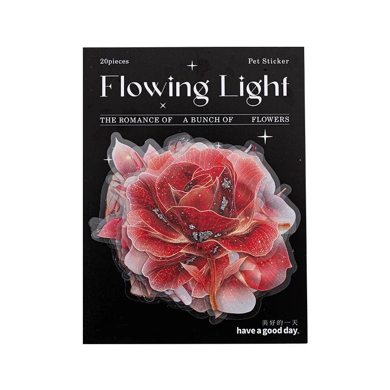 Card Lover 20 Pcs [Flowing Flower House Series] Three Dimensional Hot Stamping Flower Tent Material Sticker PET Scrapbook Kit