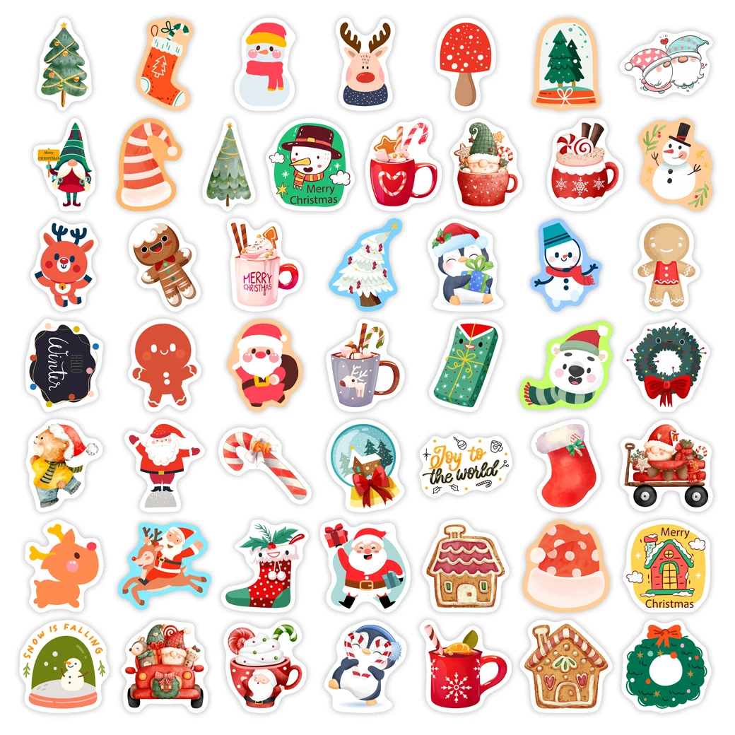 Christmas Stickers Cartoon Cute Gift Stickers DIY Scrapbooking Decoration Decals for Children PVC Waterproof Funny Toys New Year