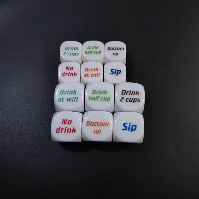 2 Pcs Of 2cm /0.79in Or 2.5cm /0.98in Color Printed English Wine Dice Creative Wine Dice Bar Game Nightclub Large Color Dice