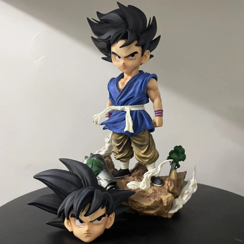 

Anime Dragon Ball Z Son Goku Action Figure Toys with Two Heads 26cm DBZ SSJ Figurine GT Super Saiyan Model Collection GK Statue