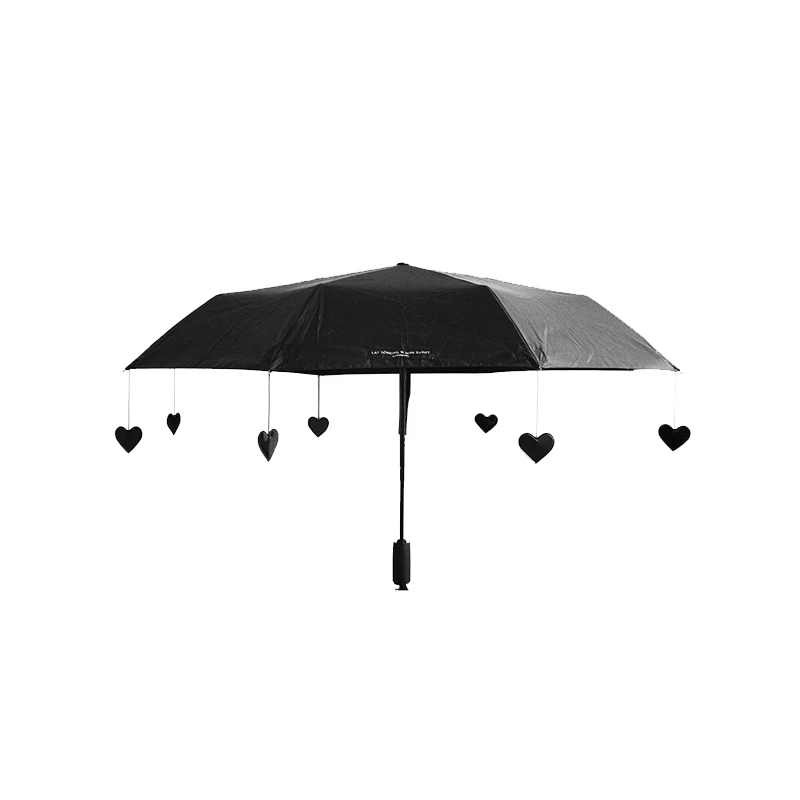 

Creative UV resistant love girl windproof black glue fully automatic folding umbrella for both sunny and rainy women