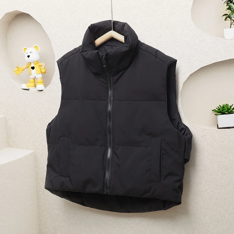 Boys Vest Kids Waistcoat Down Thicken Jacket 2024 Khaki Warm Plus Velvet Winter Autumn Windproof Christmas Gift Children's Cloth