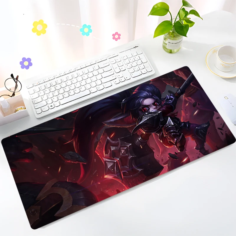 Poppy League Of Legends Mouse Pad Laptop Kawaii Black Cat Anime Mousepad PC Purple Gaming Keyboard Rug XL Gamer Cabinet Desk Mat