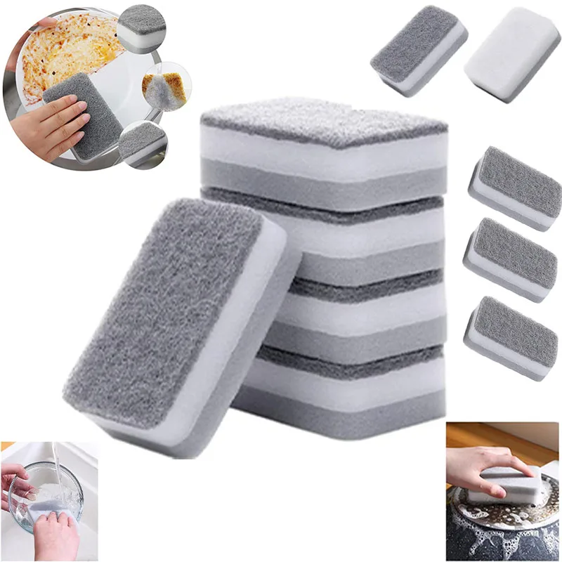 5/10Pcs Double Sided Cleaning Sponges Absorbent Cleaning Sponges Scouring Pad Kit Dish Sponge Brush Household Kitchen Tools
