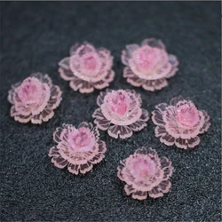 5Pcs/Lot New Creative 17MM 3D Acrylic Pink Flower Beads Petals Charm Connectors Diy Hair Garment Jewelry Making Resin Acessories