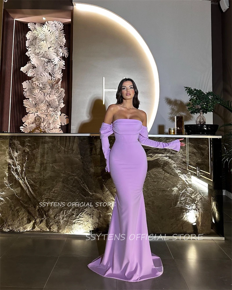 Light Purple Long Formal Evening Dress Lady Arabic Lavender Formal Occasion Customized Party Gown Mermaid فساتين للحفلات الراقصة