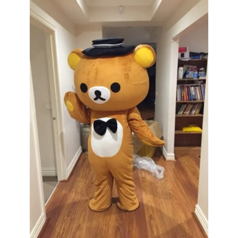 Nowa sprzedaż fabryczna gorący Janpan Rilakkuma niedźwiedź kostium maskotka dla dorosłych rozmiar niedźwiedź kreskówka kostium wysokiej jakości Halloween Christmas Party