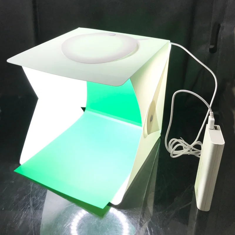 Faltbare Fotobox tragbare Licht box Fotografie Fotostudio Kits LED Hintergrund beleuchtung Top Öffnung Produkte Kamera Aufnahme Fotobox