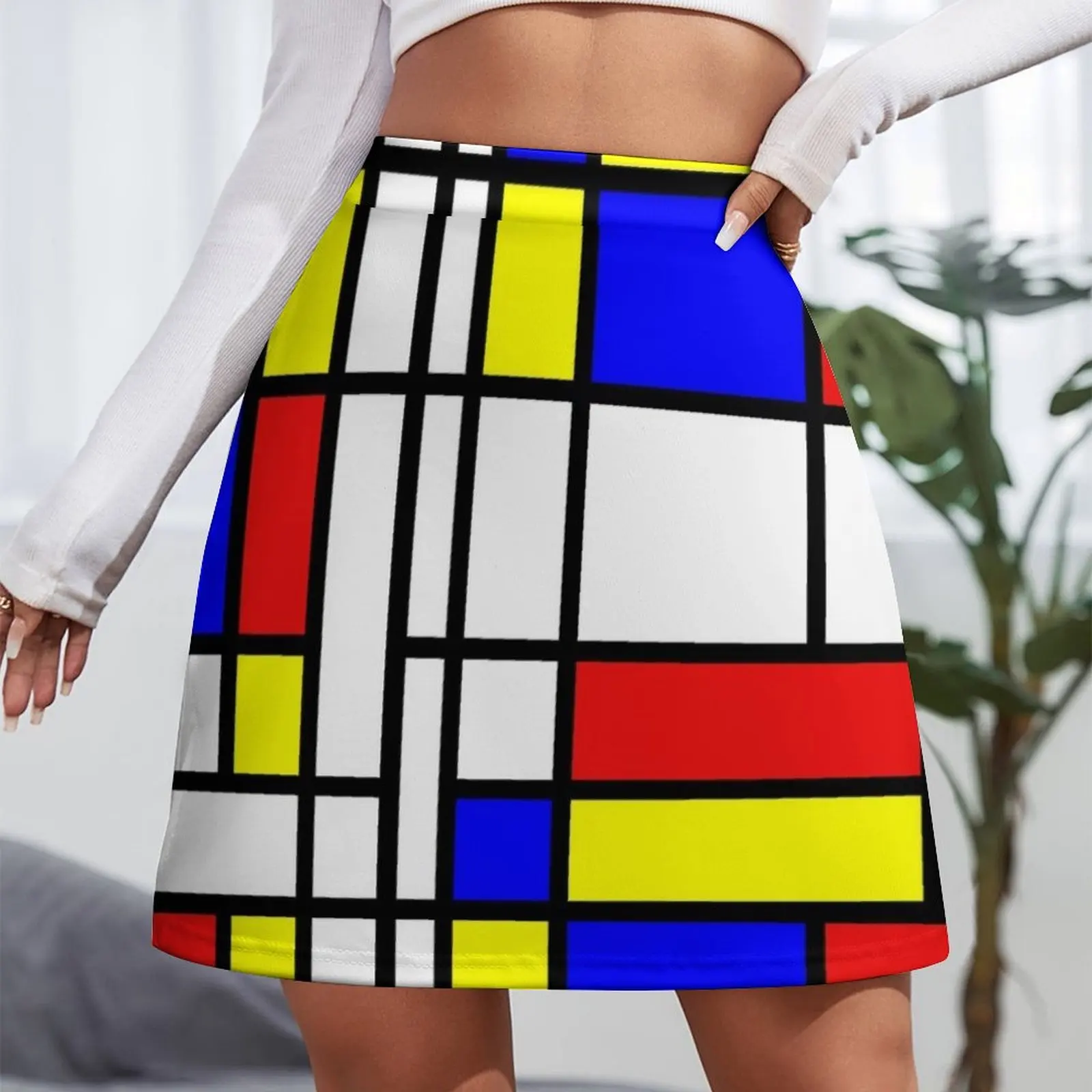 Retro Mondrian Padrão Mini Saia Minissaia 90s roupas vintage Saia escolar Minissaia