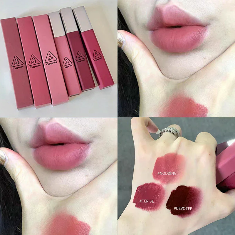 Cappuvini Matte Velvet Lip Glaze Moisturizing Smooth Long-Lasting Lipstick Non-stick Cup Easy To Apply Makeup Lip Gloss Women