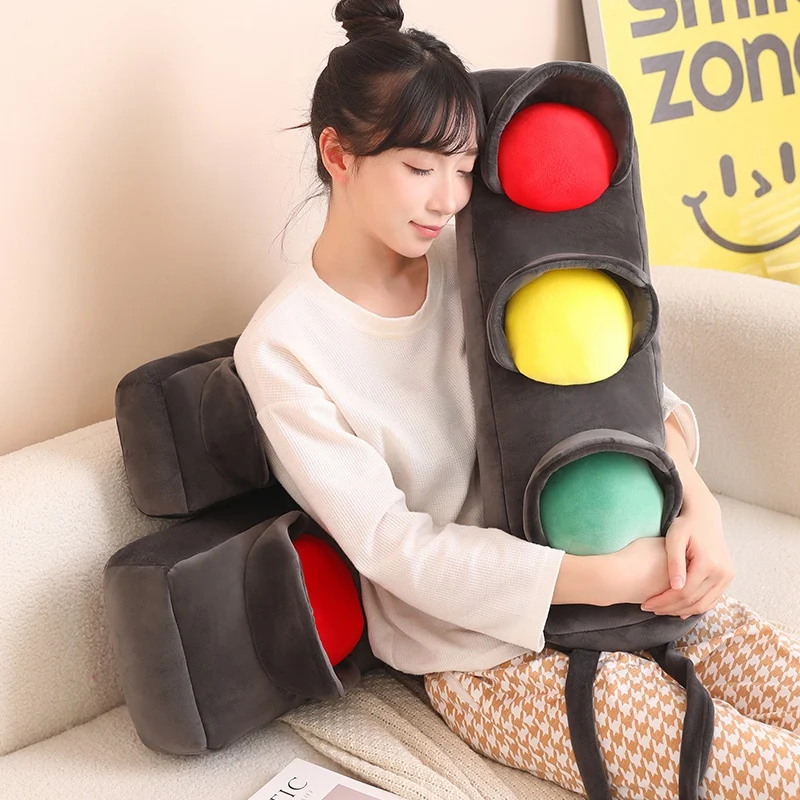 4 Sizes Simulation Traffic Light Plush Toys Soft Comfy Stuffed Signal Lamp Toys FunnyToys For Children Creative Throw Pillow