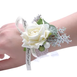 Nieuwe Ivoor Rose Bloemen Armband Bruidsmeisje Pols Corsage Bruid Accessoires Zijde Sash Meisje Bruiloft Benodigdheden