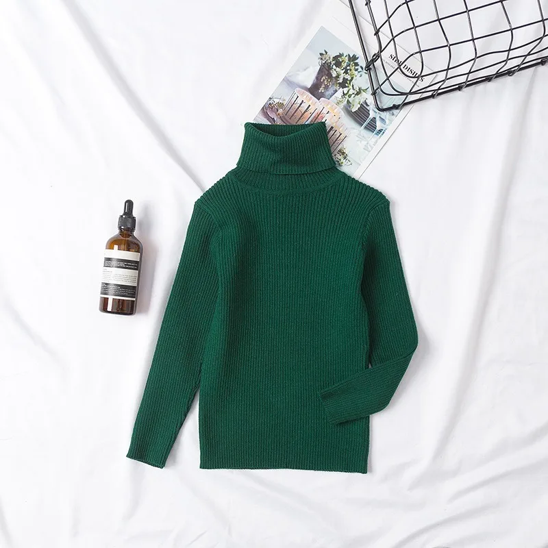UNITIM Herbst Winter Kinder Mädchen Pullover Säugling Baby Mädchen Bonbonfarben Rollkragenpullover 1-6 Jahre Mädchen Einfache Lässige Strickwaren – Detail 4