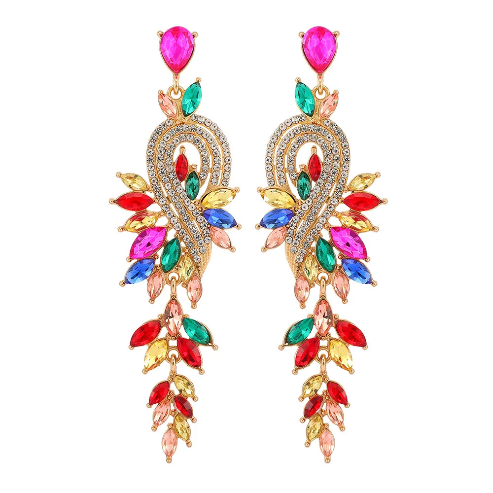 Women\'s fashionable tassel leaf earrings with retro phoenix pattern design for women