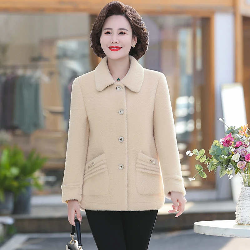 

Autumn Winter Mink Velvet Jacket Women's Overcoat 2022 New Woolen Coat Female Outwear Fashion Loose Warm Jacket Casaco