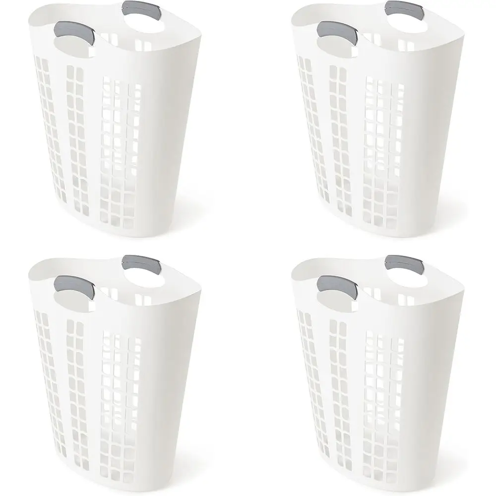

Большая легкая пластиковая вентилируемая корзина для белья объемом 87,5 л с ручками, белая, набор из 4 штук
