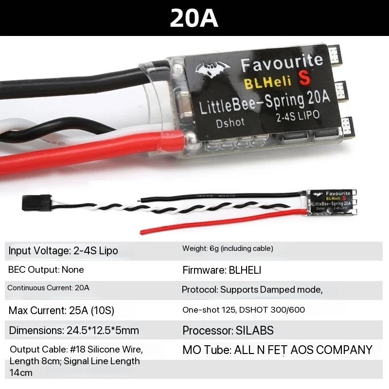 1 uds/4 Uds Little Bee BLHELI-S 20-30A ESC sin escobillas 2-6S compatible con DSHOT Oneshot42 OneShot125 multicóptero FPV QAV250 220 280FPV
