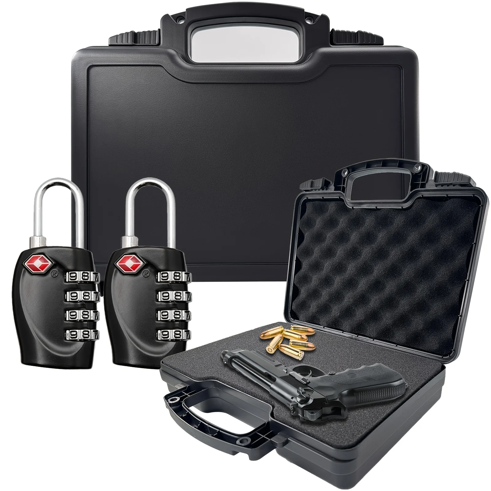

outdoor Pistol Box with Two TSA Compliant Locks Made of High Quality Impact Resistant PP Material trips & any other form travel