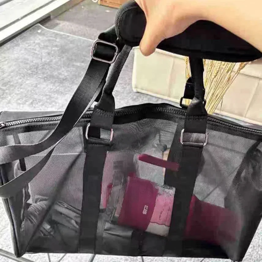 LO المرأة الأزياء اليوغا شاش شفاف حقيبة الأمتعة حقيبة اللياقة الرياضة أجهزة لياقة خارجية حقيبة السفر قطري عبر أكياس