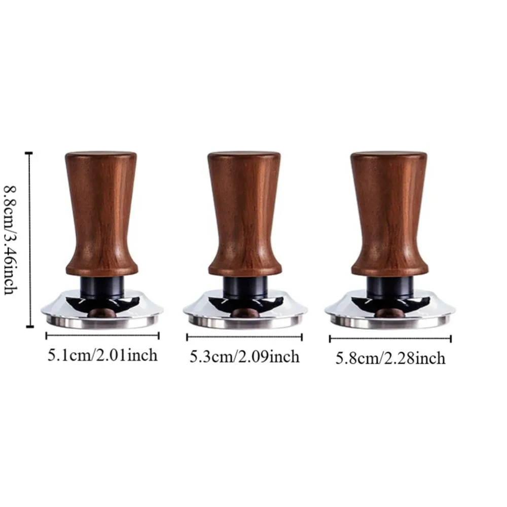 51/53/58MM Coffee Tamper Flat/threaded Bottom Self-rebounding Coffee Leveler Wood Handle Springs Design Coffee Powder Press - view 6