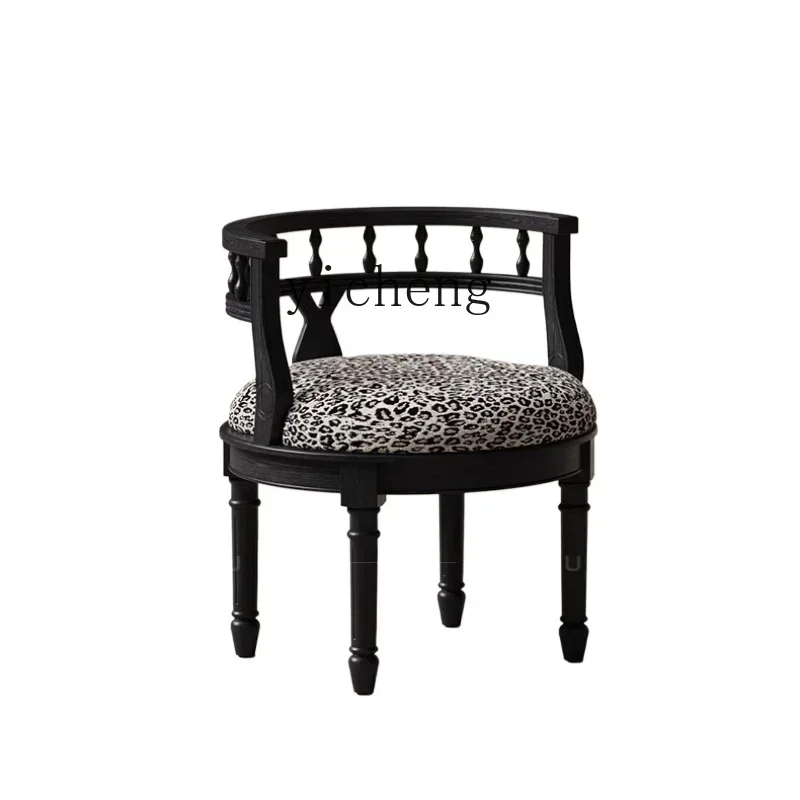 v9.9- dressing chair leopard print dressing stool medium antique fabric art casual backrest makeup stool