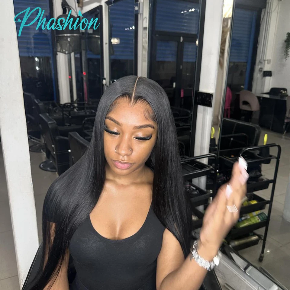 Phashion 26 28 Inch 13x4 13x6 Lace Frontal Straight Pre Plucked Swiss HD Transparent Lace Full Front Only 100% Remy Human Hair