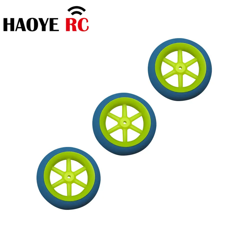 Haoye 10Pcs/Lot  6-Spoke Wheels Sponge Tire Color Blue Super Light Foam Wheels Dia30-50mm For RC Aircraft Model Accessories