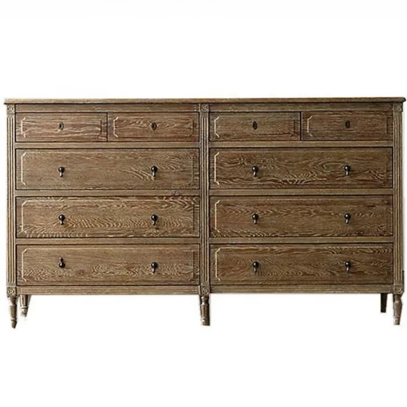 Living room furniture retro solid wood high 10 drawers cabinet